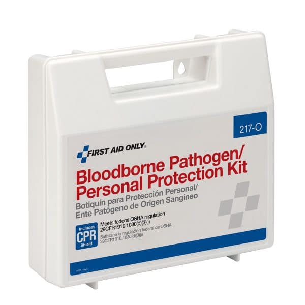 Blood Borne Pathogen (BBP) & Personal Protection And Spill Clean Up Kit With CPR Micro Shield, Plastic Case