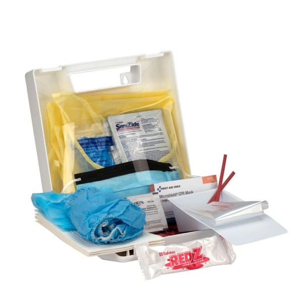 Blood Borne Pathogen (BBP) & Personal Protection And Spill Clean Up Kit With CPR Micro Shield, Plastic Case - Image 3
