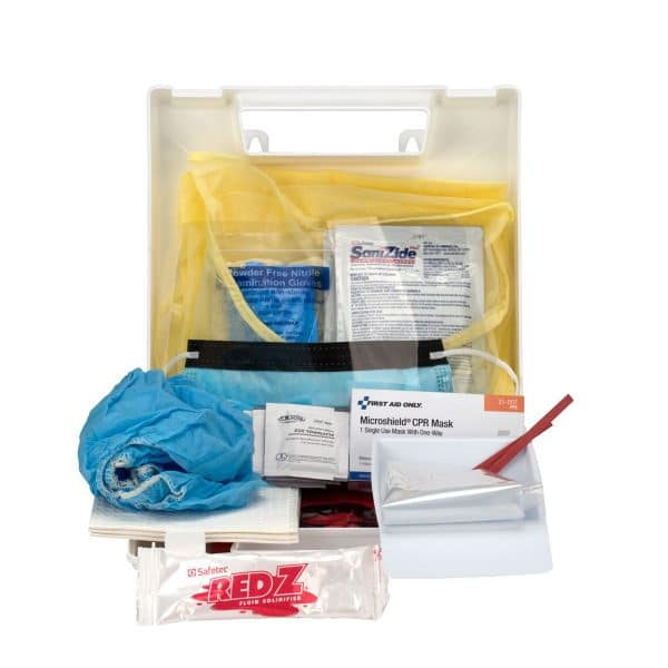 Blood Borne Pathogen (BBP) & Personal Protection And Spill Clean Up Kit With CPR Micro Shield, Plastic Case - Image 2