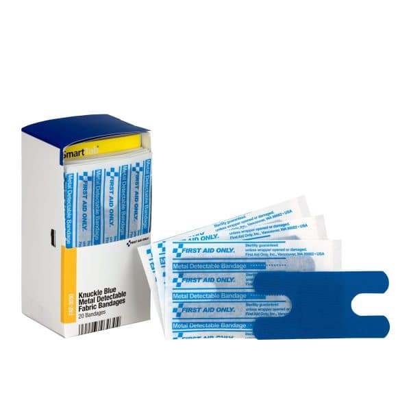 Knuckle Blue Metal Detectable Fabric Bandages, 20ct