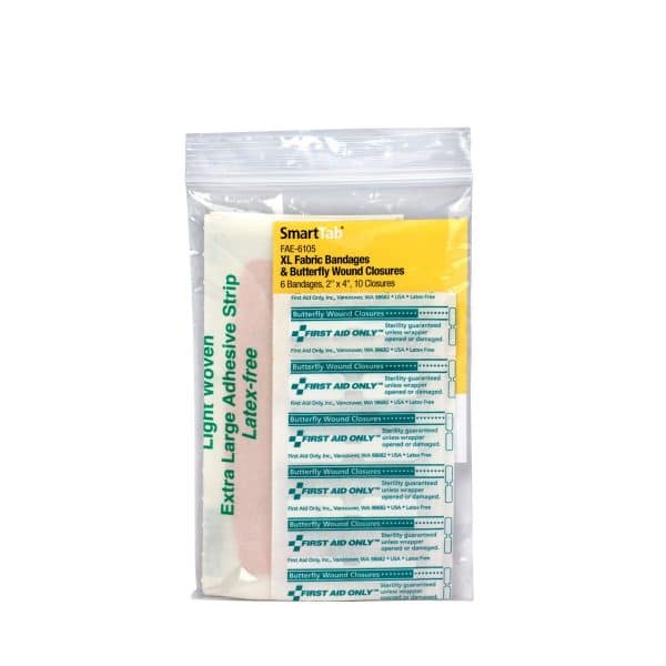SmartCompliance Refill 2"X 4" Fabric Adhesive Bandages (6) , Plastic Butterfly Bandages (10) Per Bag - Image 2