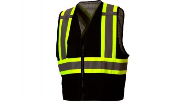 Black Vest with Contrasting Reflective Tape